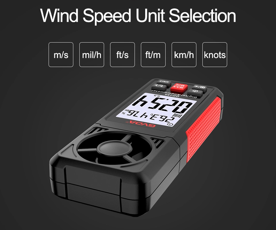 Handheld Wind Speed Chill Temperature Meter Tester Digital Anemometer for Air Flow, Velocity, Pressure, Humidity Gauge
