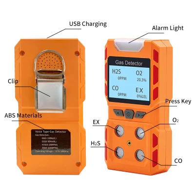 H2s O2 Ex Co 4 기능 휴대용 가스 감지기 판매